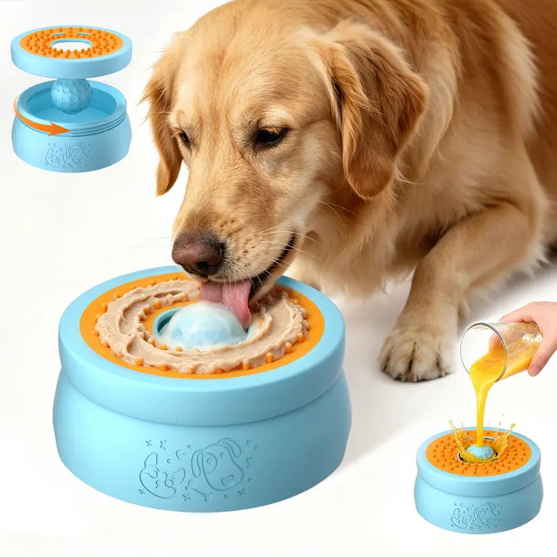 Pet food bowls, yogurt bowls, vegetable puree bowls，[Built-in ball bearing] Anti-overflow bone broth licking bowl, multi-functional puppy yogurt feeding bowl, suitable for all dog breeds, nutritional supplement/initial nutrition feeding.