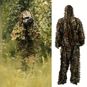 3D Leaf Bionic Ghillie Suit - Camouflage Hooded Hunting Gear, Breathable Nylon, Fit For Outdoor Activities And Bird Watching, Hunting Accessories