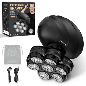[FathersDayGift] Flyant Matte Black 7D Floating Electric Shaver for Head and Body, Rechargeable Waterproof Wet Dry Razor, Unisex Bikini Trimmer & Pubic Hair Groomer