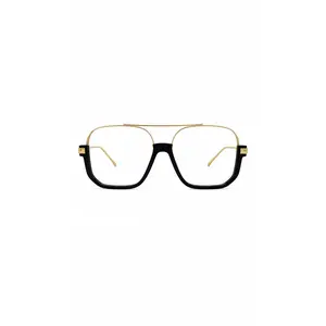 Black & Gold Oversized Aviator Optical Frames