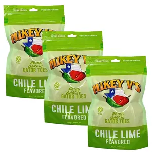 Mikey V's Chile Lime "Gator Toes" - Extremely Strong Garlic Flavor Crunchy Garlic Snack 3 Pack 3.9oz Each