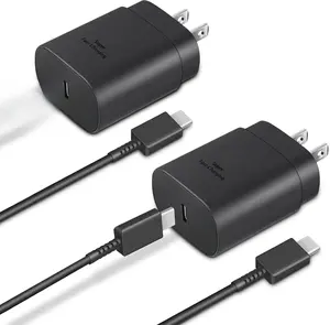Type C Charger, 2-Pack 25W Type C Fast Charging Block with 6ft USB C Charger Cable Compatible with Galaxy S23 Ultra/S23+/S22/S21/S20/Phone 16/16 Plus/16 Pro Max/15/15 Pro Max/15 Plus-Black