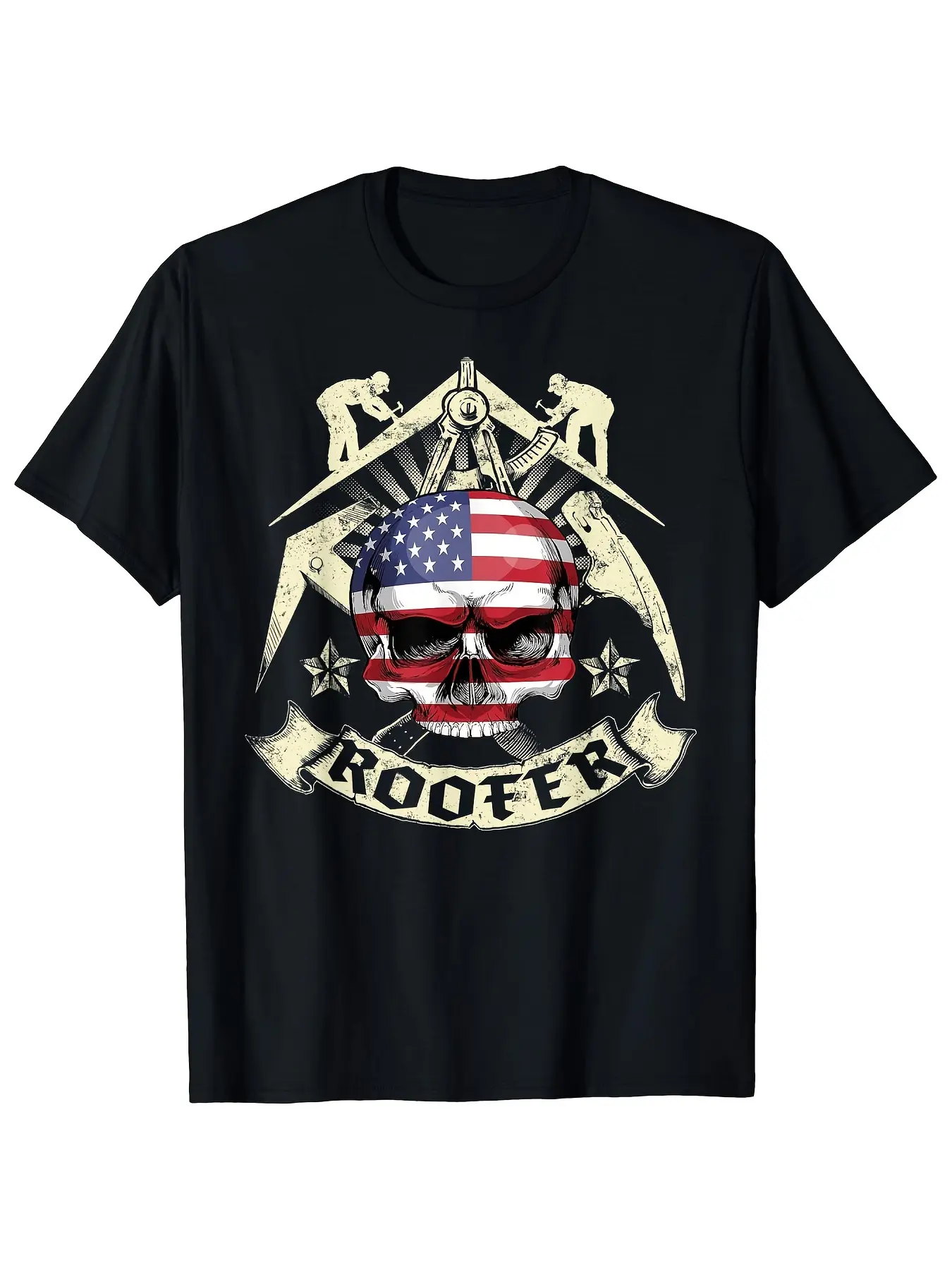 Heavyweight 180gsm 100 Roofer Craftsman T-Shirt - unisex soft cotton short sleeve t shirt, vintage graphic casual tee for men women teens, perfect birthday holiday gift for camping travel gym daily street  wear