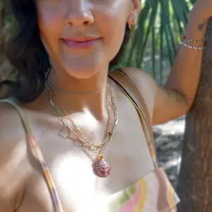 Dainty Calico Seashell Necklace — Handmade Jewelry, Natural Shell Pendant on Stainless Steel Chain