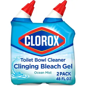 Clorox Toilet Bowl Cleaner, Clinging Bleach Gel, Ocean Mist - 24 Ounces, Pack of 2 Clorox Company