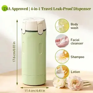 4-in-1 Portable Travel Dispenser Bottle | Leak-Proof Refillable Toiletry Organizer for Shampoo & Cosmetics | Compact Lightweight Design for Easy Carrying
