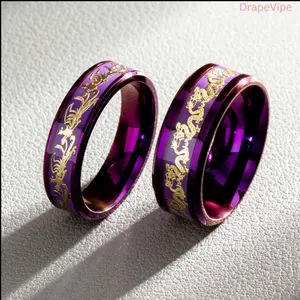 Dragon Phoenix Titanium Steel Couple Rings Set, Matching His and Hers Promise Rings, Adjustable Romantic Gift, Durable Hypoallergenic, Perfect for Anniversary Dating Wedding, Chinese Traditional Design