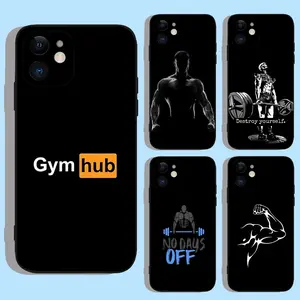 Gym Fitness Bodybuilding Phone Case For Apple iPhone 15,14,13,12,11,XS,XR,X,8,7,Pro,Max,Plus,mini Silicone Black Cover