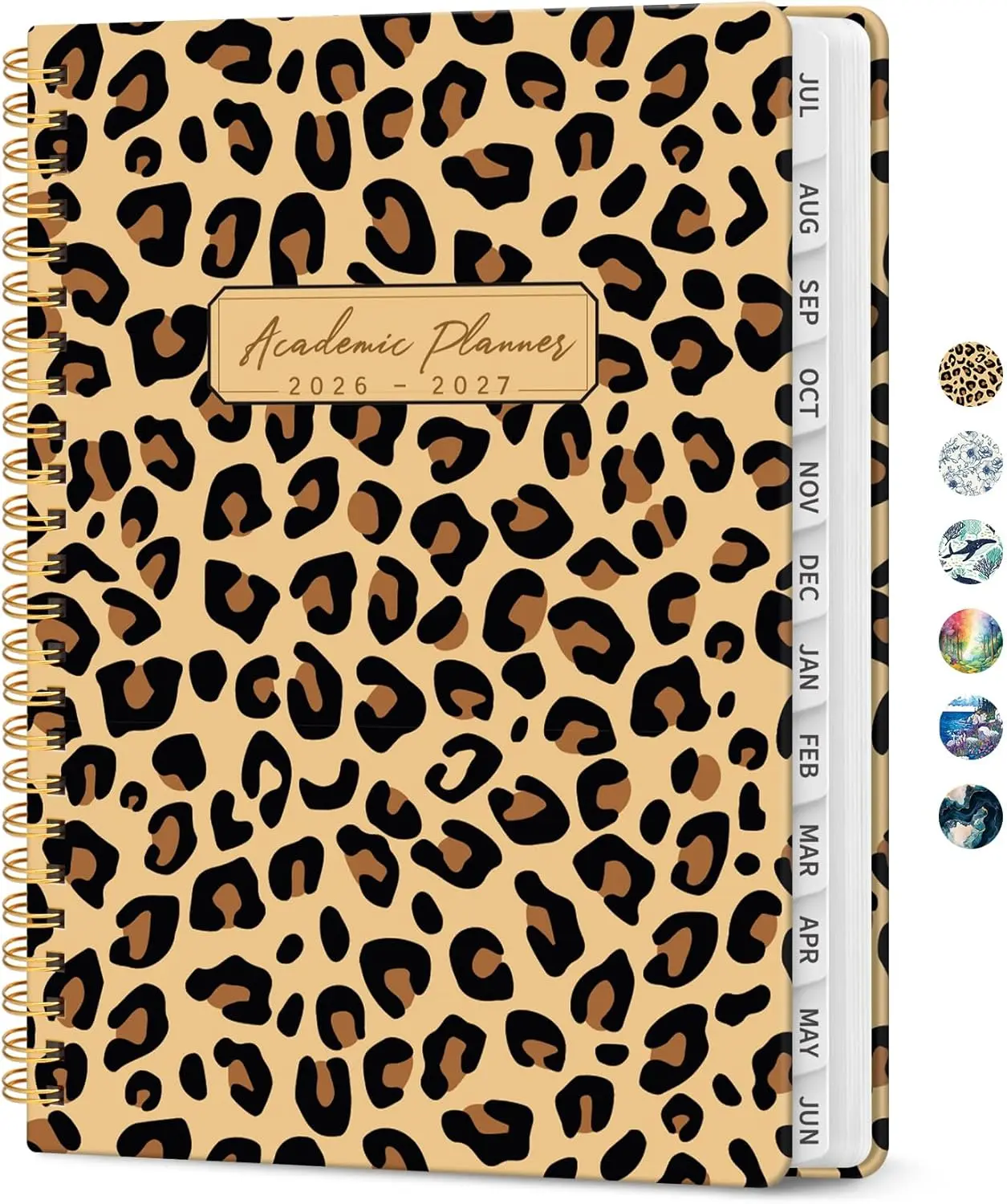 Planner 2026-2027, Monthly & Weekly Jul 2026-Jun 2027 Academic Planner | 6.3" x 8.5", Hardcover Spiral Calendar Planner with Tabs, School & Daily Agenda for Women, Students, Teachers, Leopard