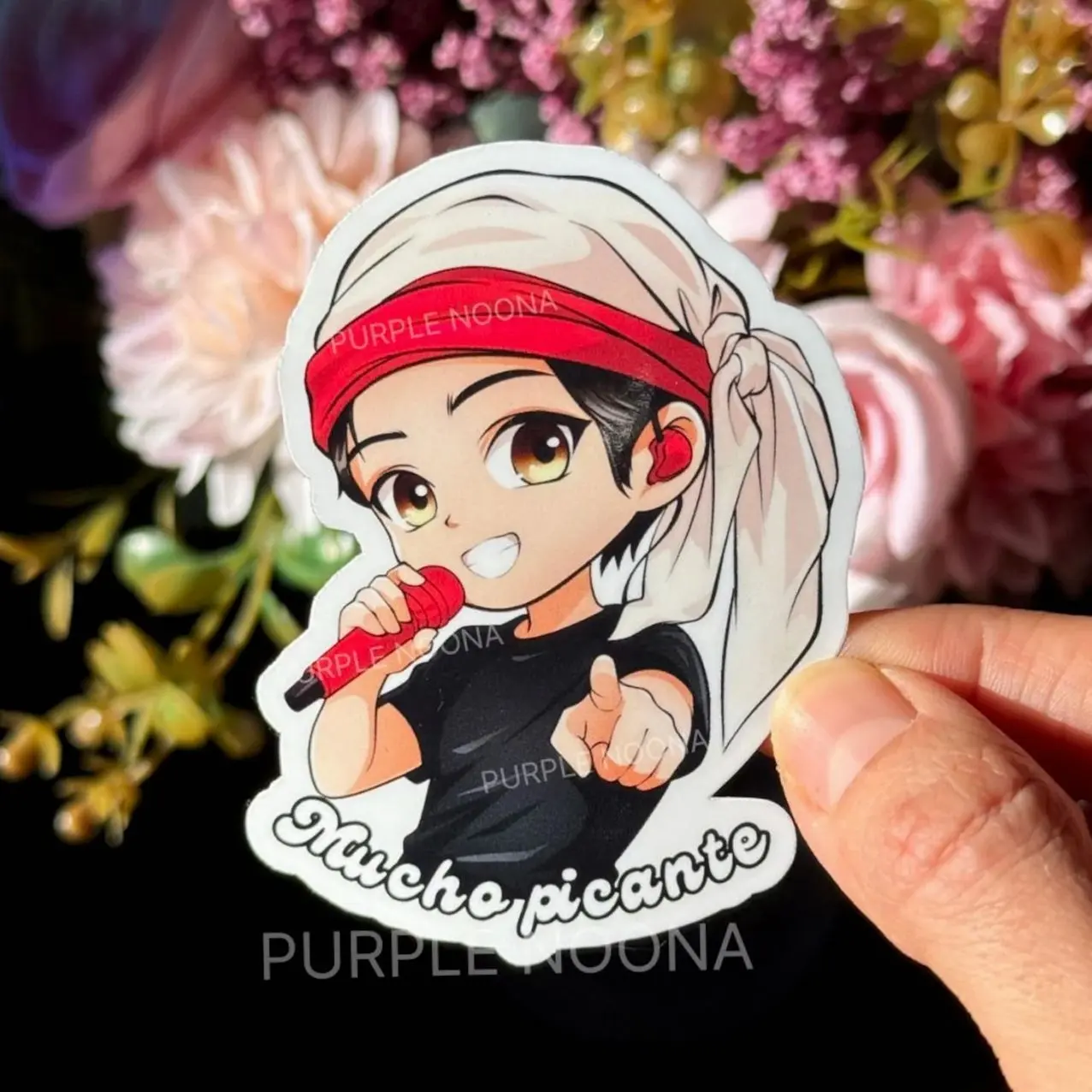 Tae Mucho Picante Sticker: Kpop ArmyRang Sparkling Vinyl Stickers