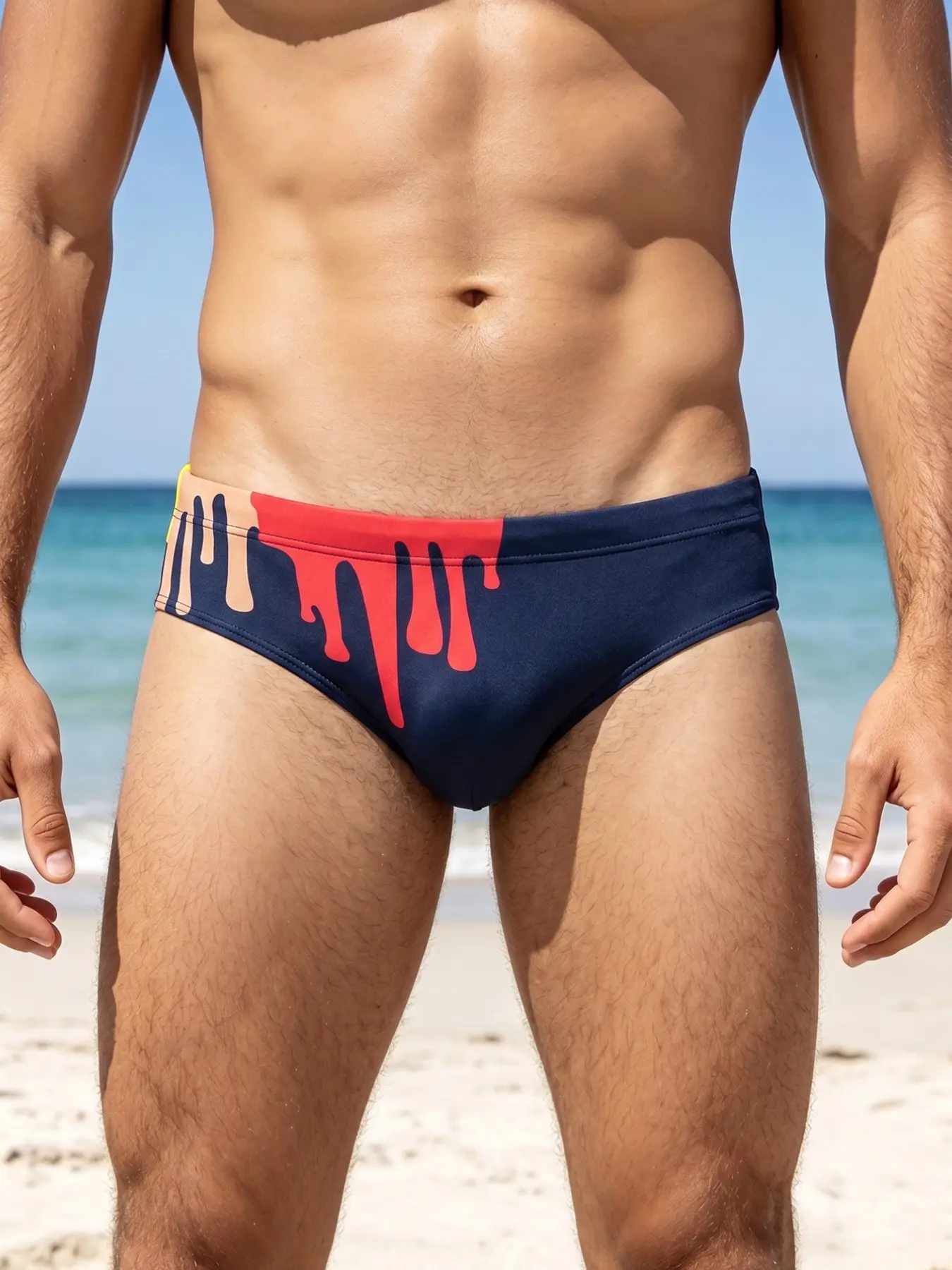 Men's Graffiti Art Print Triangle Sport Swim Trunks, High Stretch Quick-Dry Breathable, Summer Beach Pool Swimming Surfing Fitness Boxing