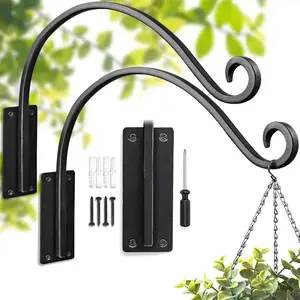 Heavy Duty Plant Hanger Bracket: 2 Packs 16 Inch Metal Hanging Plant Bracket, 80lbs Weight Capacity - Hanging Plant Wall Hooks for Bird Feeder, Wind Chimes, Flower Baskets, Indoor Outdoor