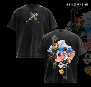 Kingdom Hearts Sora Roxas Duality Graphic Tee, Keyblade Wielder Anime Game Artwork Shirt, Light And Darkness Parallel Character Design T-Shirt, Iconic JRPG Fantasy Streetwear Graphic Tee, Kingdom Hearts Anime Game Unisex Streetwear Top