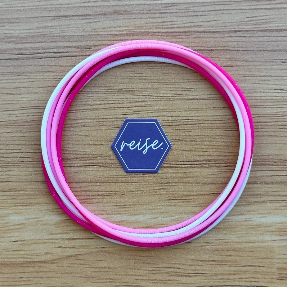 "Detect, Treat, Defeat” / Breast Cancer Awareness / Silicone Stacking Bracelets / Awareness Collection Stack / Multi-Colors