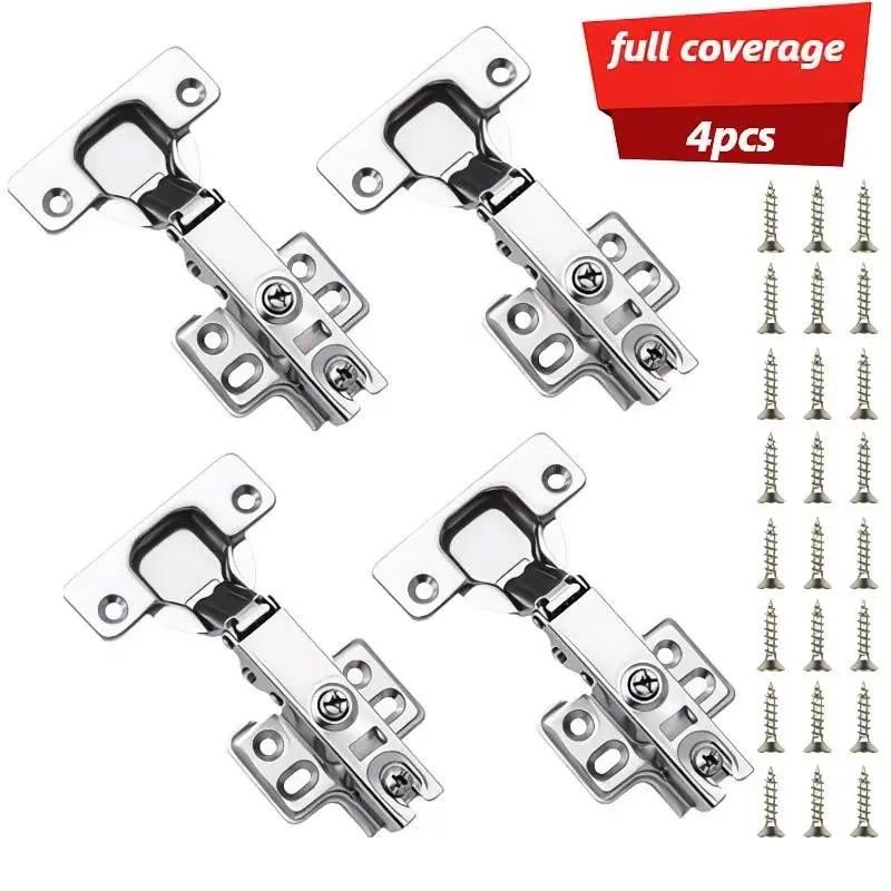 Sturdy Stainless Steel Soft-Close Hinges, Door Hardware, Quiet Closure System, 35mm Straight Arm Hinges with Mounting Screws, Ideal for Kitchen Cabinets