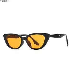 FHSY SHOP Retro Cat-Eye Sunglasses UV400 Protection Orange Tinted Lenses for 90s Vibes, Streetwear Fits, and Edgy Casual Outfits