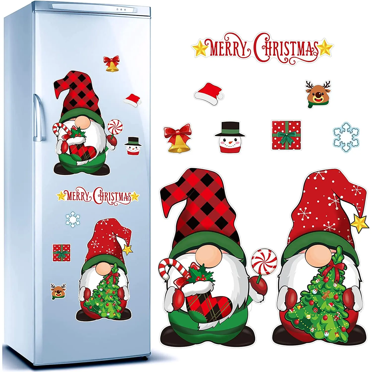 Christmas Refrigerator Magnets Gnome Fridge Car Magnets Garage Door Magnets Stickers Xmas Holiday Magnets Christmas Decoration for Home Kitchen Door Car Sratte