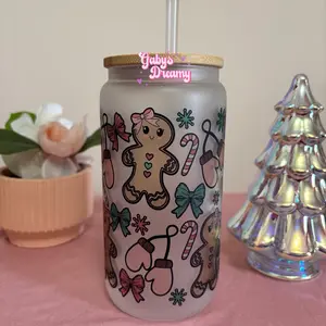 Gingerbread Coquette Pink Christmas Glass Cup