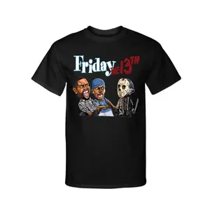 Men'S Halloween Jason Killer T-Shirt - Horror Movie Graphic Tee with "Friday the 13th" Design, Black Crew Neck Top for Adults, Casual Short Sleeve, Regular Fit, All-Season Wear, Halloween Clothes