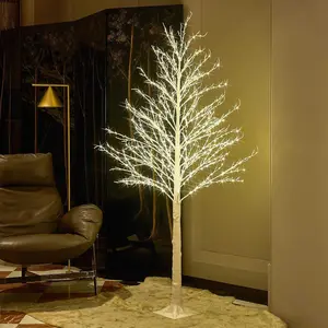 Pre Lit White Tree 6FT 690 Fairy Lights Plug in,Twig Tree with Lights for  Living Room Christmas Easter Decoration Indoor Outdoor