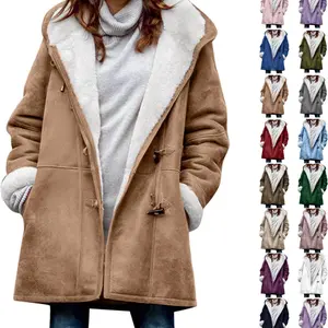 Winter Coats for Women 2024 Trendy Plus Size Warm Sherpa Fleece Lined Jackets Suede Hooded Parka Peacoats Outerwear