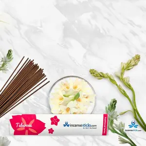 Tuberose Incense 8" - 10 Sticks for Candles and Incense Use Floral Fragrance Scented Perfume Flower Aromatic Treat