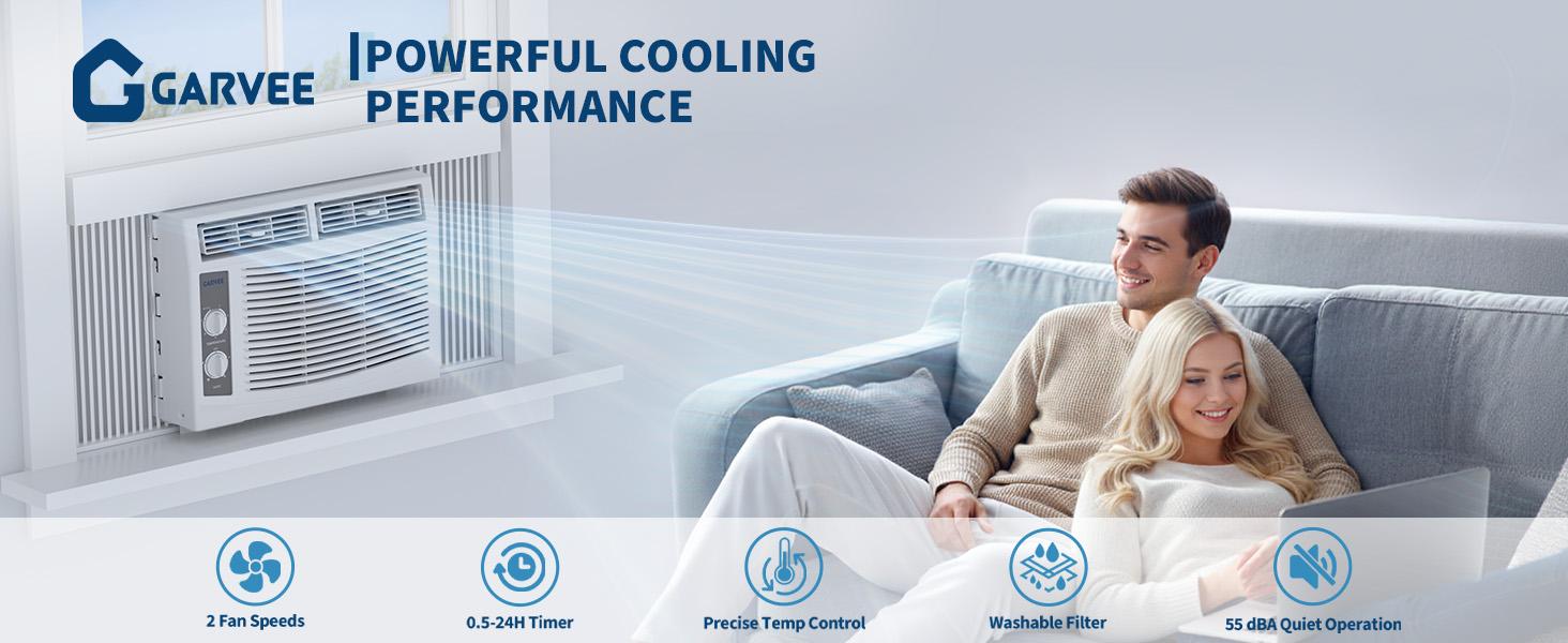 5000BTU Window Air Conditioner, Window AC Unit , Timer Function & Easy Install Kit, for Rooms Up to 350 Square Feet, 115V/60Hz