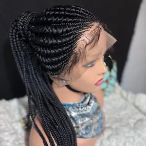 Braided Wigs with Lace Front for Women - 100% Natural Hair, 24 Inch Length, 45 Grams, 1 Piece
