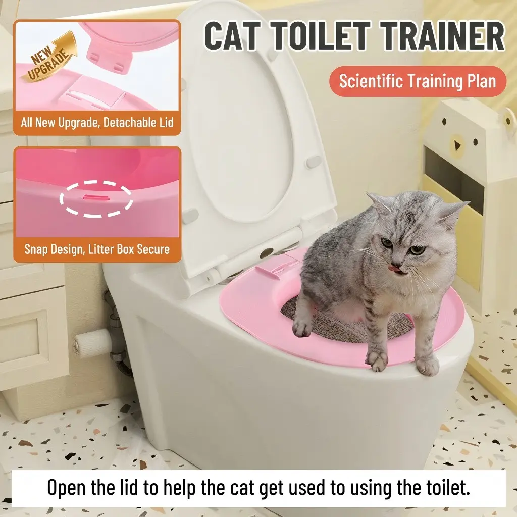 Cat Training Toilet, Automatic Cat Litter Box Trainer, Litter Tray, Upgrade Version, Single Piece, Essential Pet Accessory, Easy Cleanup Design