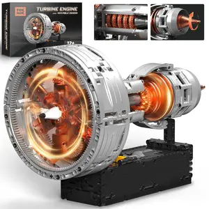 TOKMOC 808 Pieces Turbofan Engine Building Blocks, STEM Educational Aircraft Model Engine Building Set, STEM Project Aviation Birthday Gift for Aged 12 And Above