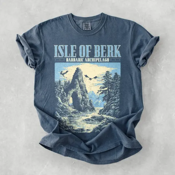 [SALE 60%] Isle Of Berk Shirt, Barbaric Archipelago T-Shirt, How To Train Your Dragon Graphic Tee, Berk Island Landscape Shirt, Vintage Dragon Fantasy T-Shirt