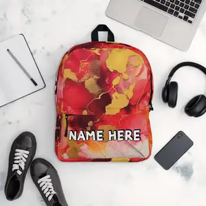 Custom Name Marble Backpack, Personalized Elegant Rucksack, Customized Minimalist School Bag, Abstract Gift, Marble Present