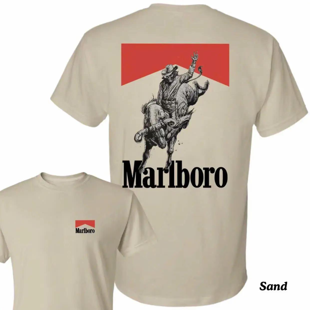 Marlboro bone rodeo tshirt, trending shirt, for you, for me, king of shirt Classic Cotton Menswear, digital print street t-shirts Top Collar