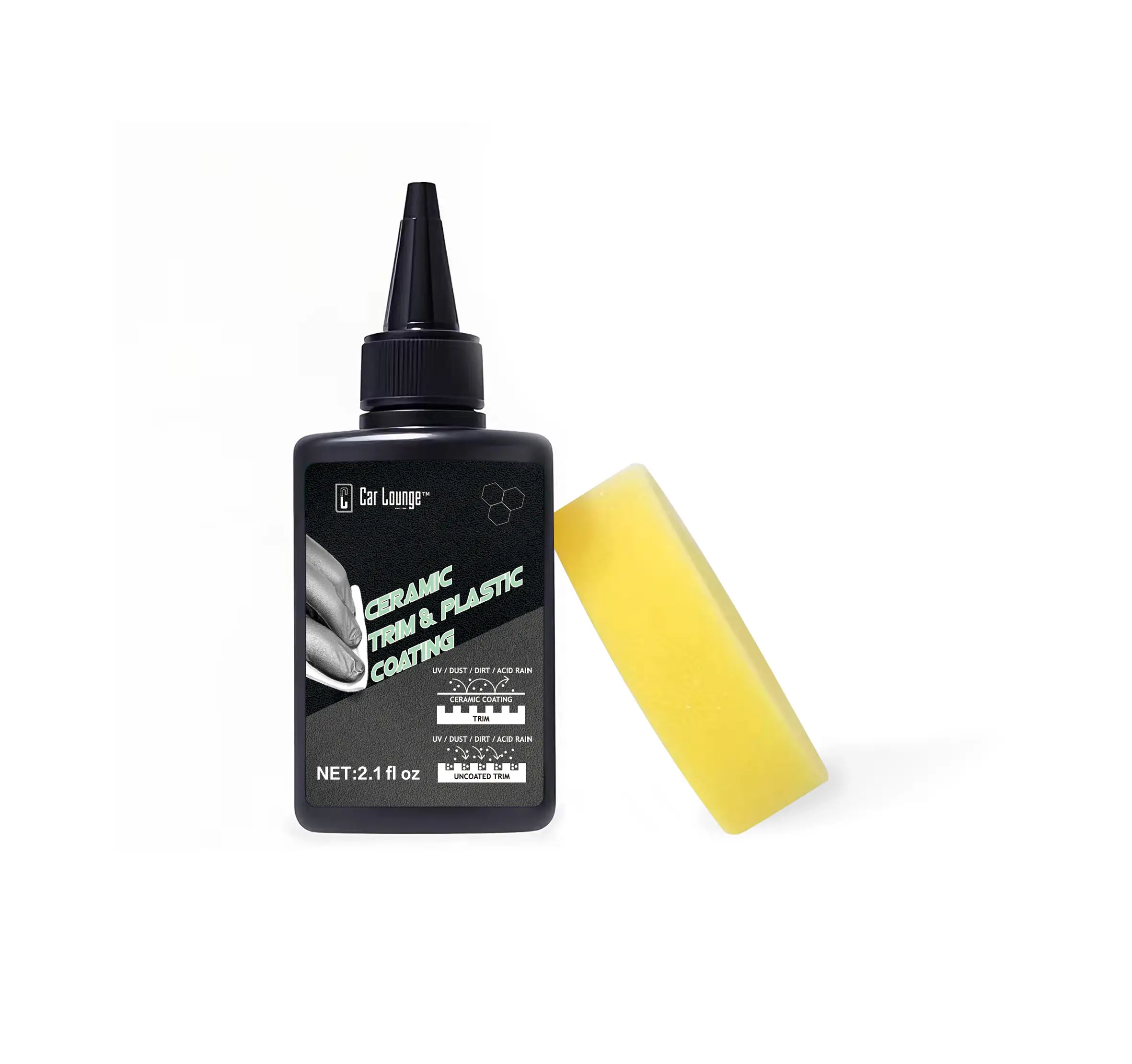 Car Lounge Ceramic Trim & Plastic Coating | Restore Faded Plastics Vinyl & Rubber | Long-Lasting Protection - Foam Applicator Included