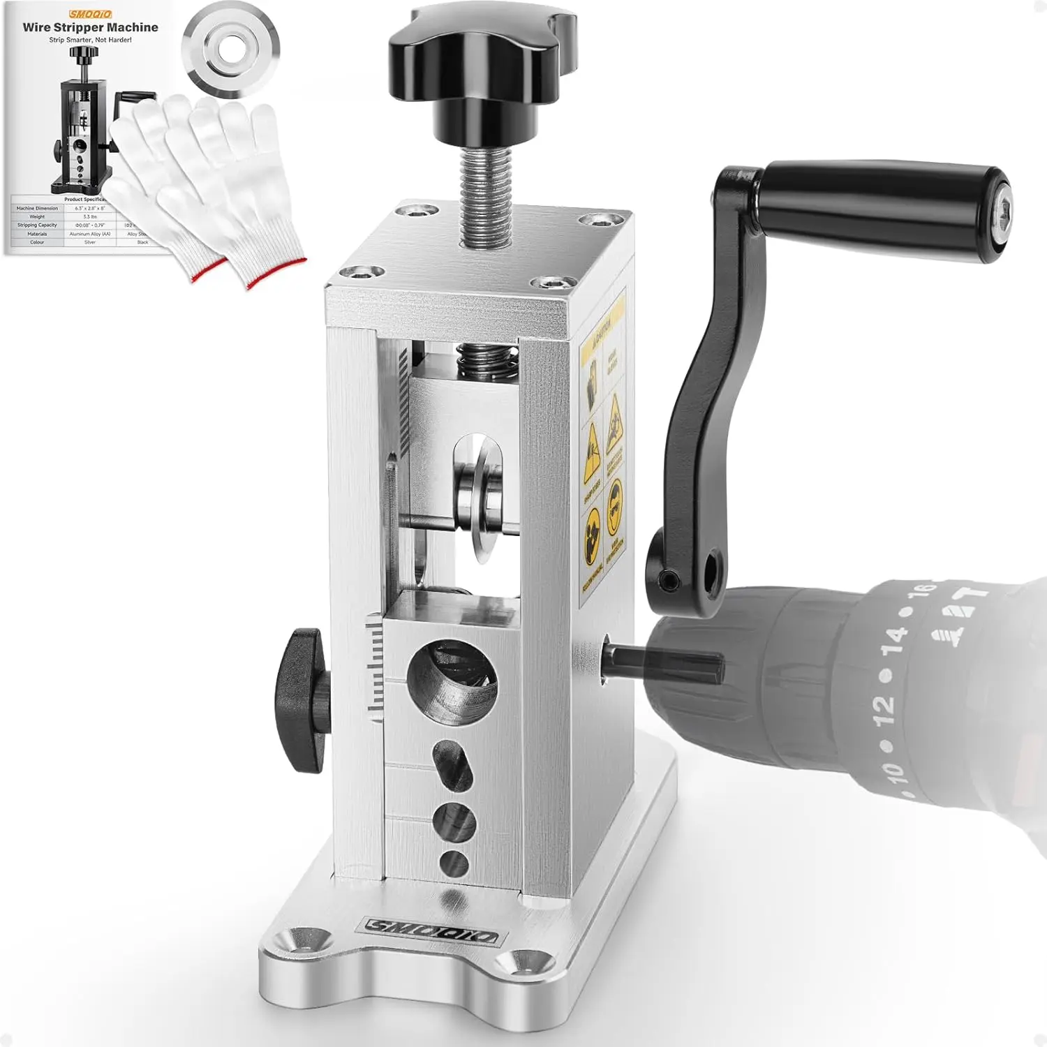 Wire Stripper Machine, 0.08" to 0.79" Scrap Wire Stripping, Manual/Drill-Powered Copper Stripper, Gift for Electricians and DIY with Clear Instruction