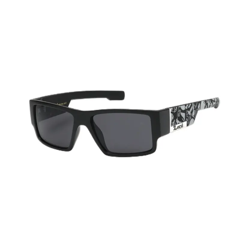 Men's Phantom Skull Matte Black Hardcore Cholo Shades with Silver Accent, Full Frame, Square Design, UV Protection Lens Fashion Sunglasses Tinted Lens Sunglasses