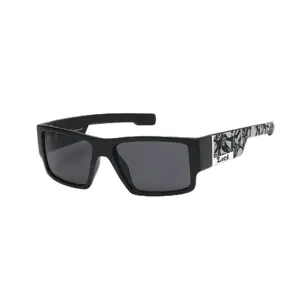 Men's Phantom Skull Matte Black Hardcore Cholo Shades with Silver Accent, Full Frame, Square Design, UV Protection Lens
