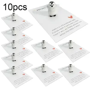 3D Pocket Penguin Hug Greeting Card, 10/20pcs/set Emotional Support Card with Resin Figurines, Gift Packaging Supplies for Birthdays, Weddings, Thanksgiving
