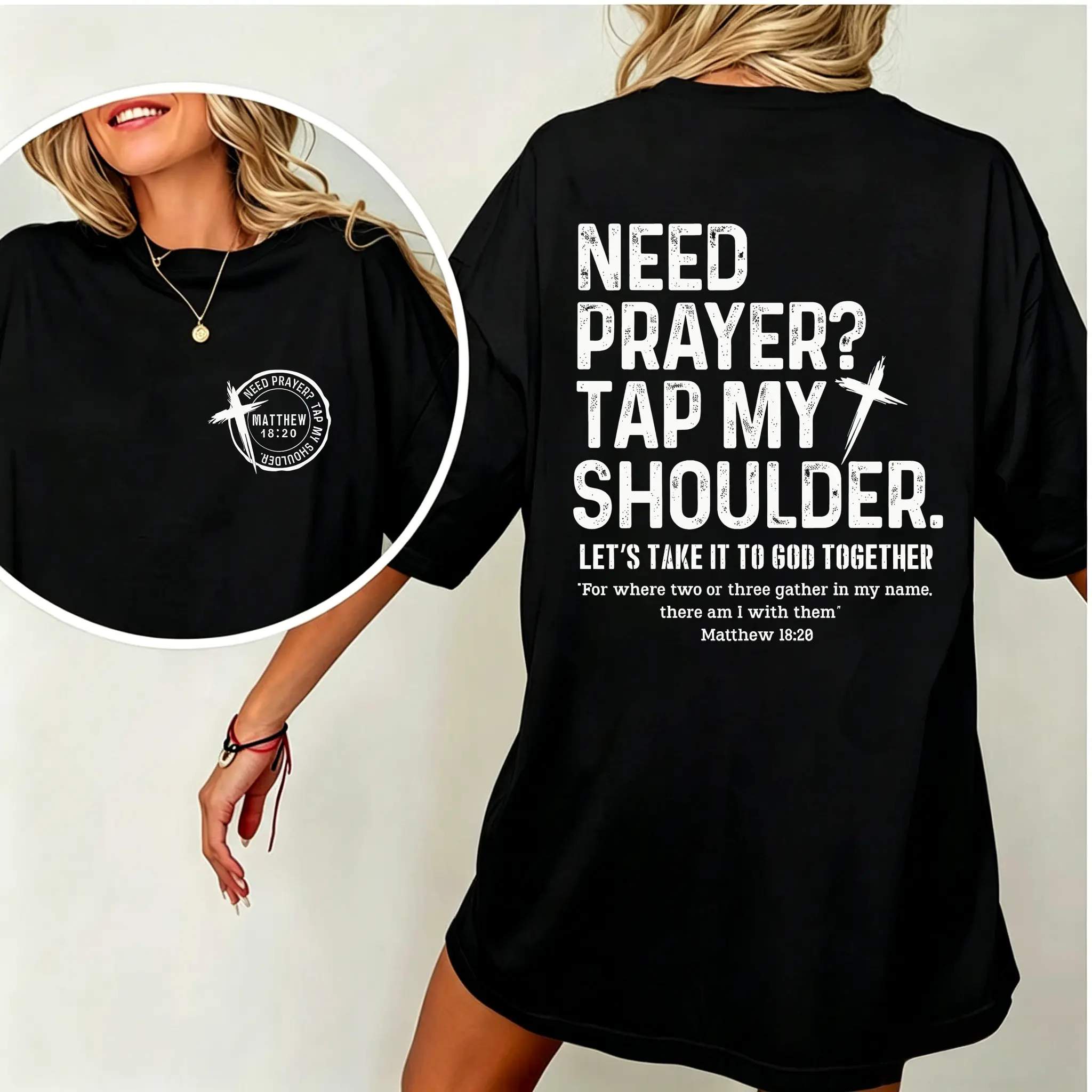 Need Prayer Tap My Shoulder T-shirt: Trendy Christian Shirt, Bible Verse Tee, Faith Based Gifts,Men's,Regular,Fit Textured Knit Top,baby,dee,graphic,shirts,jesus,tshirt,,Vintage,Double-Sided,Dad,Lever,Action,Rifle,African,American,Christma,rock,ban,unise,