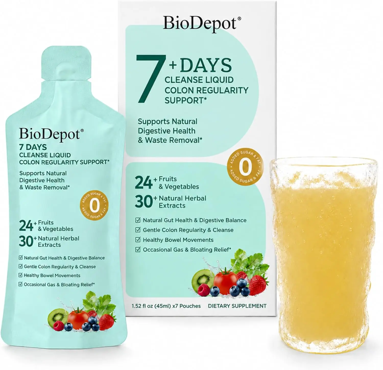 Biodepot 7-Day Colon Cleanse & Detox Liquid Dietary Supplement - Vitamin-Infused, Sugar-Free Drink, Energy Antioxidants Probiotics, Alpha Lipoic Acid, Botanical Extracts for Bloating Relief, Body Health (Multiple Packs Available), Gut Health Supplement, Z