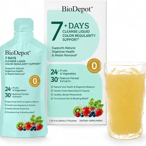 Biodepot 7-Day Colon Cleanse & Detox Liquid Dietary Supplement - Vitamin-Infused, Sugar-Free Drink, Energy Antioxidants Probiotics, Alpha Lipoic Acid, Botanical Extracts for Bloating Relief, Body Health (Multiple Packs Available), Gut Health Supplement, Z