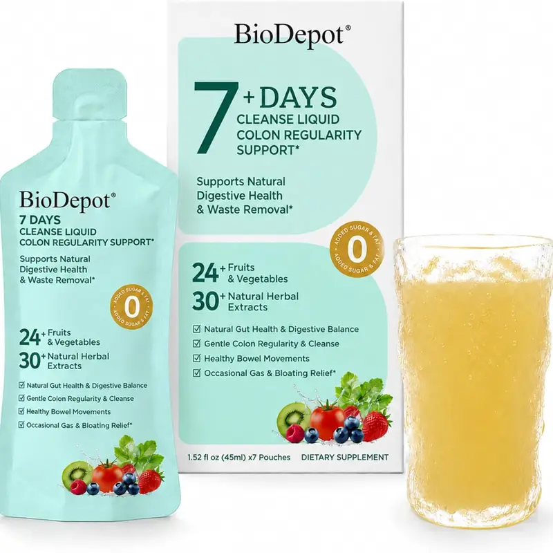 Biodepot 7-Day Colon Cleanse & Detox Liquid Dietary Supplement - Vitamin-Infused, Sugar-Free Drink, Energy Antioxidants Probiotics, Alpha Lipoic Acid, Botanical Extracts for Bloating Relief, Body Health (Multiple Packs Available), Gut Health Supplement, Z