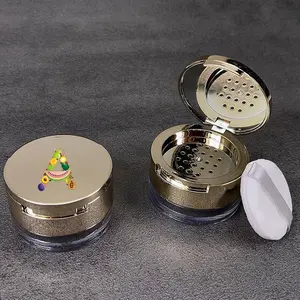 Bright Flip Small Powder Compact with Powder Puff Mirror, Dustproof Travel Cosmetic Box, Suitable for Travel and Carrying