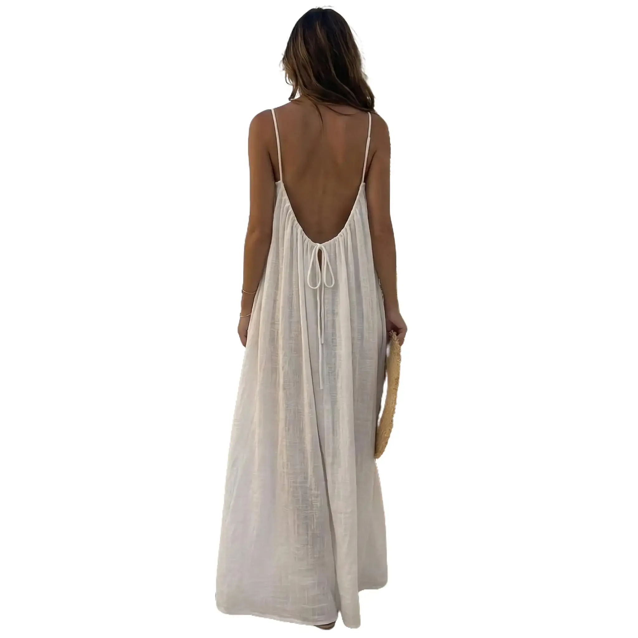 PHEFEE Women's Solid Color Cami Slip Dress, Breathable Summer Spaghetti Strap Sundress, Minimalist Elegant Lounge Nightie Womenswear Womenswear Womenswear Lightweight Aesthetic Belt