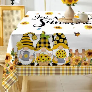 2D Flat Party Tablecloth 1pc, Spring Rectangular Sunflower Tablecloth, Sunflower Decor, Home Party Dinner Decoration, No Power Needed