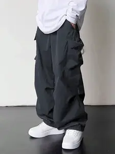 Boys Cargo Pants with Flap Pockets & Side Drawstring Loose Fit Polyester Machine Washable Comfortable Outdoor Pants for Spring & Autumn Adventures Casual Relaxed Fit Perfect for Outdoor Activities GK2071