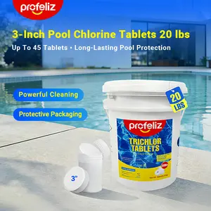 PROFELIZ Chlorine Tablets 3 Inch for Swimming Pools, Kills Bacteria and Stops Algae, Slow Dissolving,Exclusive Protective Packaging,Pool Chlorine Tablets, 20 lb 40lb4lb