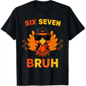 Funny 6 7 Six Seven Meme Running Turkey Trot Squad 2025 Tee Shirt Top
