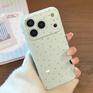 Elegant Sea Blue Sakura Corn Star Print Phone Case, Durable Fashion Cover for iPhone 17 Pro/16/15 Pro Max/14/13