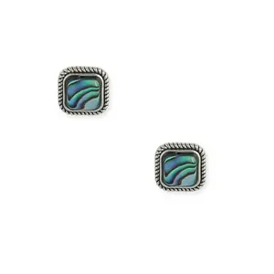 Zad Jewelry Square Shape Colorful Natural Shell Stud Earrings - Blue Multi-Color Daily Fashion Costume Accessory with Secure Posts